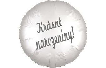 Balónek fóliový bílý satén kruh Krásné narozeniny!