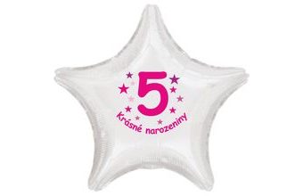 Krásné 5. narozeniny fóliový balónek hvězda pro holky