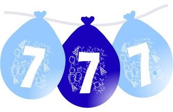 Balonky narozeniny číslo 7, visící 5ks modré