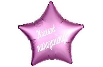 Fóliový balónek hvězda růžová Krásné narozeniny