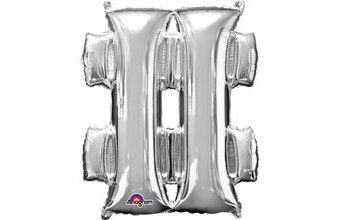 Symbol # stříbrné foliové balónky 33 cm x 27 cm