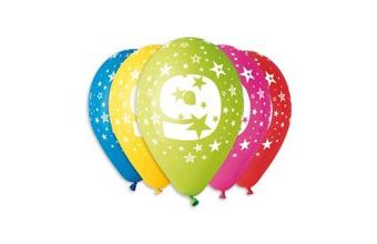 Balónky potisk čísla "9" - 5ks v bal. 30cm