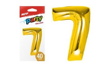 balónek č. 7 nafukovací fóliový 40 cm - zlatý 8000180