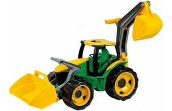 Traktor se lžící a bagrem zeleno žlutý