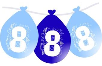 Balonky narozeniny číslo 8, visící 5ks modré