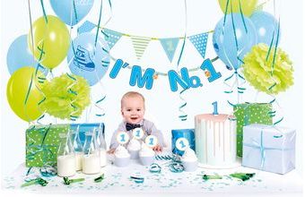 První narozeniny kluk party set modro-zelený 42 ks