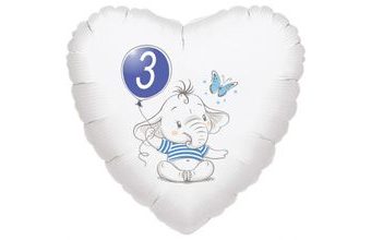 3. narozeniny modrý slon srdce foliový balónek
