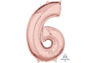 balónek fóliový narozeniny číslo 6 růžovo-zlaté 66cm