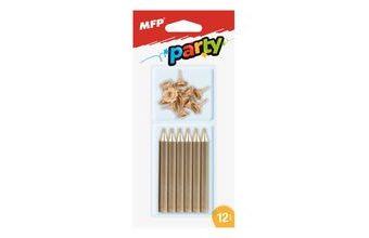 dortové svíčky zlaté 12ks+12ks držák 8800065