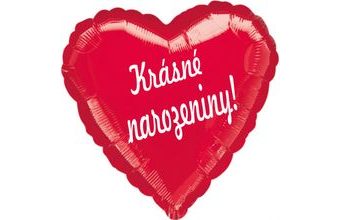 Balónek fóliový červené srdíčko Krasne narozeniny !