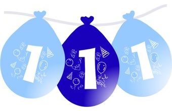 Balonky narozeniny číslo 1, visící 5ks modré