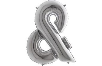 Balónek fóliový "and" & Znak stříbrný - SILVER 102 cm