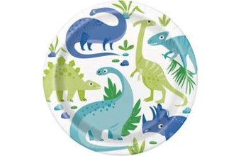 Papírové talíře DINOSAURUS - zelenomodré - 8 ks