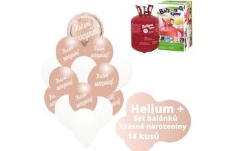 Helium set - růžovo-zlaté balónky KRÁSNÉ NAROZENINY -