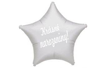 Balónek stříbrná hvězda Krásné narozeniny!