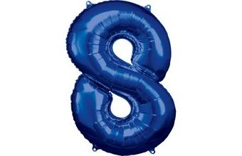 Balónek fóliový narozeniny číslo 8 modré 86cm
