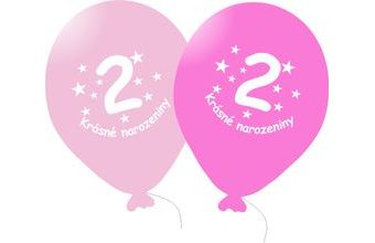 Balónek růžový KRÁSNÉ NAROZENINY číslo 2 - 5 ks