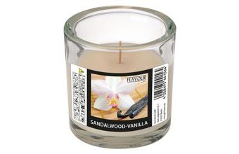 Vonná svíčka Sandalwood-Vanilla ve skle ELEGANT