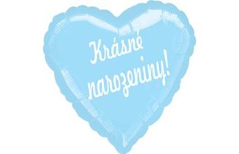 Balónek fóliový světle modré srdíčko Krásné narozeniny!