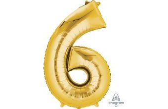 Balónek fóliový narozeniny číslo 6 zlatý 86cm