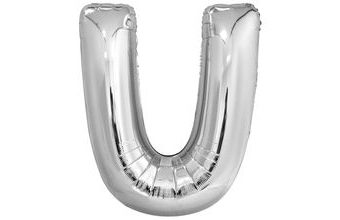 Písmeno U stříbrné foliový balónek 86 cm Amscan
