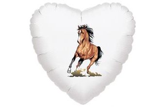 Kůň fóliový balónek srdíčko 42 cm