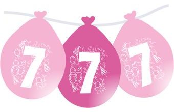 Balonky narozeniny číslo 7, visící 5ks růžové