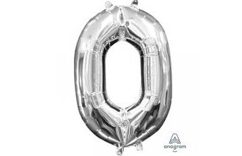Amscan Balónek foliový narozeniny číslo 0 stříbrný 35cm x 25cm