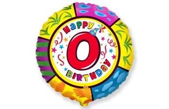 Balón foliový Happy Birtday 0. Narozeniny45 cm