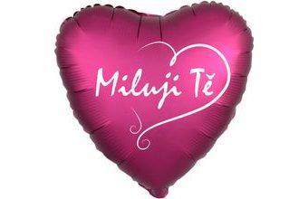 Balónek fóliový saten tmavě růžové srdíčko Miluji Tě
