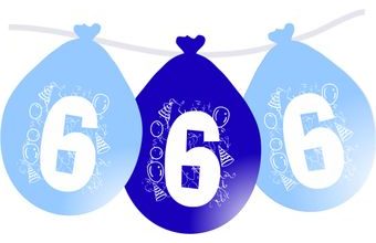 Balonky narozeniny číslo 6, visící 5ks modré