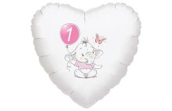 1. narozeniny růžový slon srdce foliový balónek