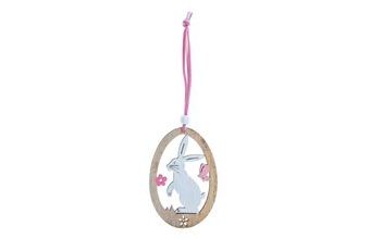 vejce dřevo závěs 2D zajíc 10cm 2221419