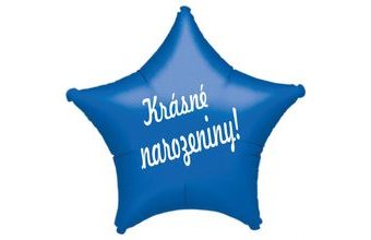 Fóliový balónek hvězda modrá Krásné narozeniny!