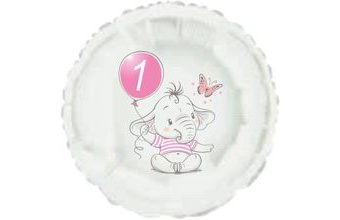 1. narozeniny růžový slon kruh foliový balónek