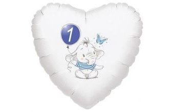 1. narozeniny modrý slon srdce foliový balónek