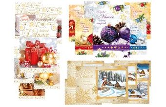 pohlednice vánoční MIX G001 E výsek+UV+glitr 1240807