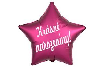 Fóliový balónek hvězda tmavě růžová Krásné narozeniny!