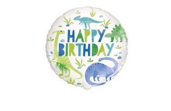 Balón foliový DINOSAURUS - Zelenomodrý - Happy birthday - Všechno nejlepší - 45 cm
