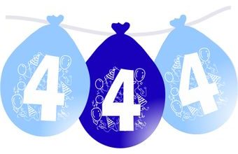 Balonky narozeniny číslo 4, visící 5ks modré