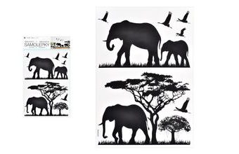Samolepící dekorace 10475 černá sloni 24 x 42 cm