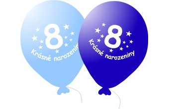 Balónek modrý KRÁSNÉ NAROZENINY číslo 8 - 5 ks