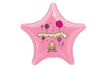 Balónek fóliový světle růžová hvězda Je to holka!
