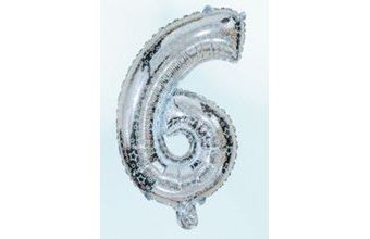 Balón foliový číslice stříbrná 35 cm - 6 (NELZE PLNIT HELIEM)