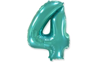 Balón foliový číslice tyrkysová (Tiffany) 115 cm - 4