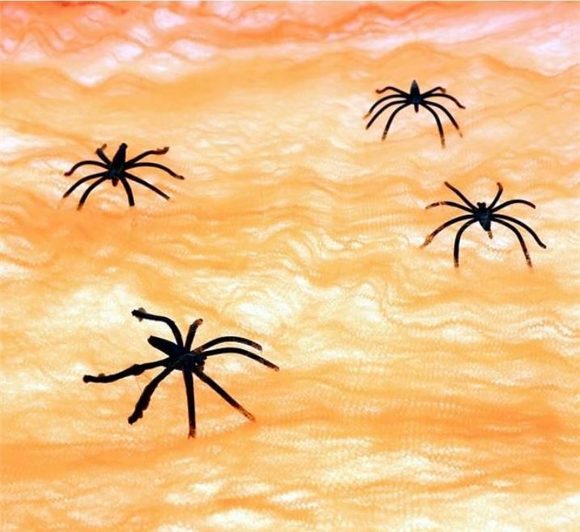Pavučina oranžová s pavouky 20 g + 4 pavouci - Halloween