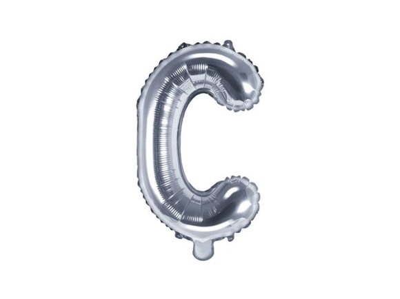 Balón foliový písmeno "C", 35 cm, stříbrný (NELZE PLNIT HELIEM)