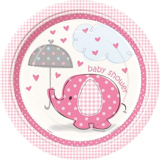 Talíře umbrellaphants "Baby shower" - Holka / Girl - 22 cm, 8 ks