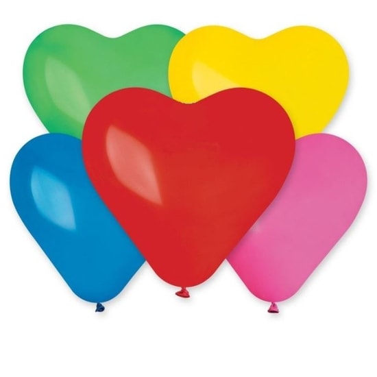 Balón Srdce barevné 1 ks