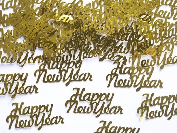 Happy New Year - konfety zlaté 4x2 cm - Silvestr